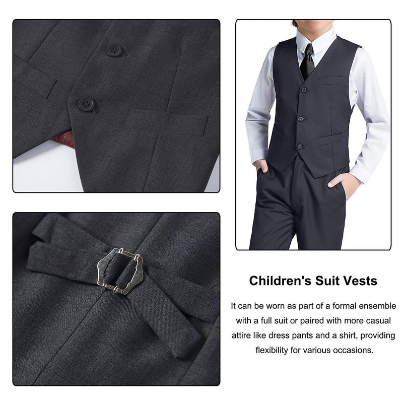 Lycody Boy Tuxedo Suits for Kids Boys Size 14 Suit Slim Fit Toddler Ring Bearer Outfit Dark Gray - Image 4